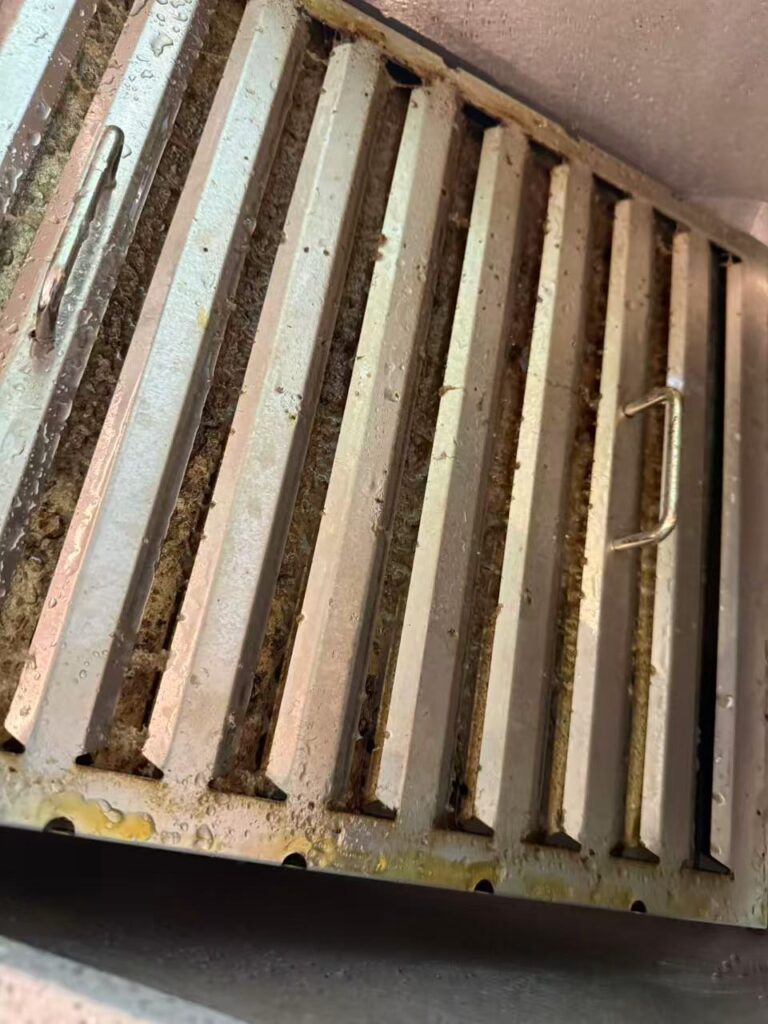 Range-hood filters before cleaning — MintHome cleaning photograph